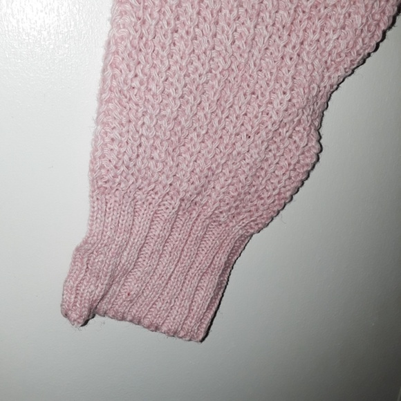 Cold Shoulder Turtle Neck Pink Knit Sweater OS - Picture 4 of 6